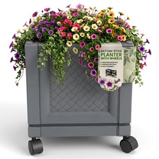 Garden Planter Square Rattan Mobile Plant Flower Pot on Wheels Lawn Planter