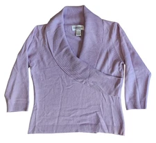 Vintage Bloomingdale’s Lilac Cashmere Blend Shawl Collar Sweater Women’s L