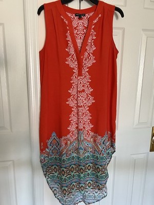 Stylish Cable & Gauge Orange Sleeveless Knee Length Shift Dress M