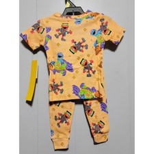 Sesame Street Orange Halloween Character Pajama Set with Purple  Green Accents