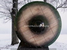 Antique Wooden Look Viking Wooden Shield, Cosplay, Viking Shield 24" Heavy Metal