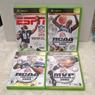 Lot of 4 Xbox Sports Game Lot: NFL 2K5, NCAA, MVP Baseball w/ Cases 