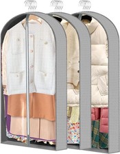 3 Pcs Garment Bags, 40"  50" PEVA Moth-Proof Breathable Dust Cover, Hanging Clo