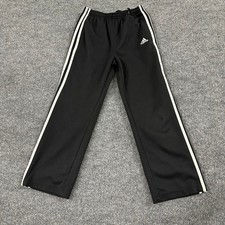 Adidas Track Pants Boys Size M Black White Stripe Mesh Athletic Drawstring 15382