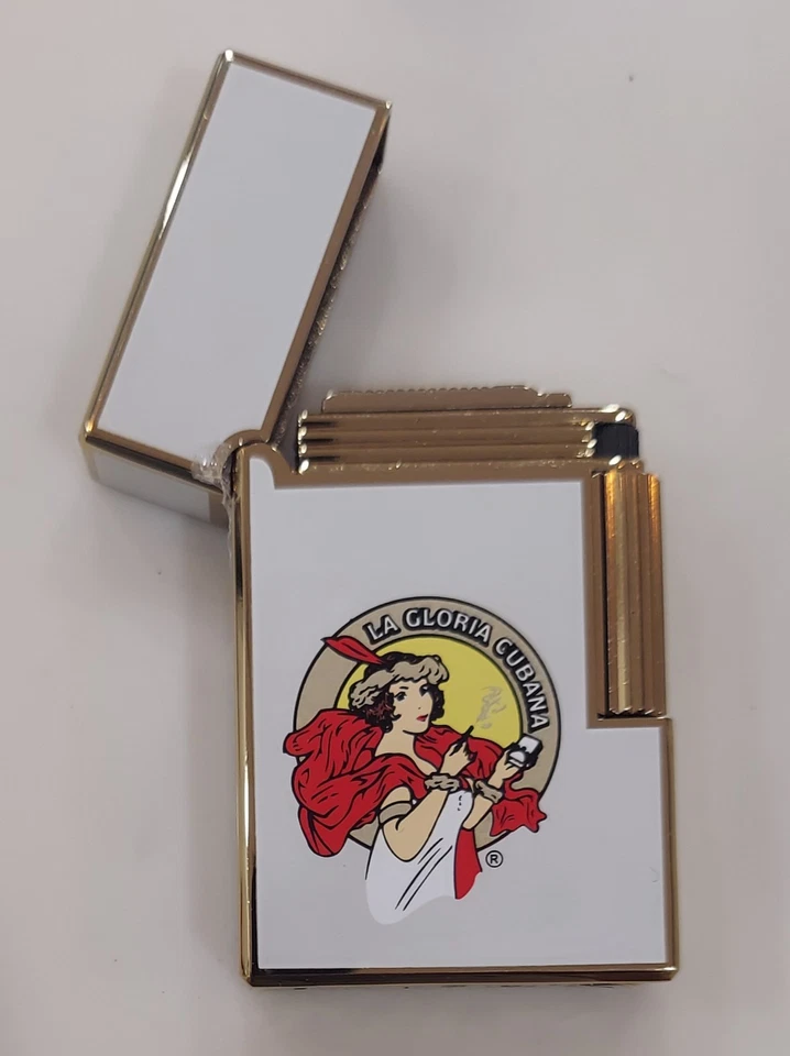Excelente! ENCENDEDOR DE CIGARROS LA GLORIA CUBANA, logo blanco esmalte butano Foto 4 de 4