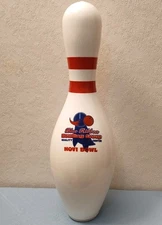 blue ribbon white bowling pin happy birthday 15" excellent condition
