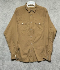 Red Head Ranch Shirt Mens Mediuml Tan Snap Up Lightweight Workwear