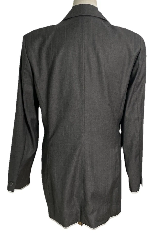 Traje pantalón para mujer Zanella Loro Piana gris a rayas mezcla de lana talla 8 Foto 3 de 4