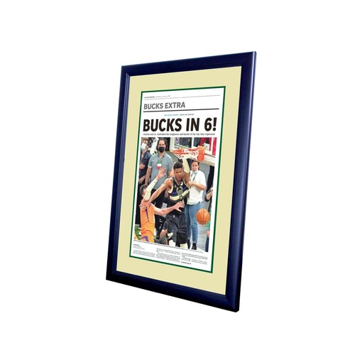 Framed Newspaper Cover - 2021 Journal Sentinel Milwaukee Bucks - Bucks In 6 - Picture 2 of 5