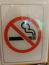 Hillman Plastic No Smoking Symbol, Self-Stick Sign 5" x 7"