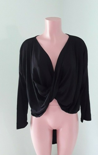 Women's V-Neck Black Wrap Crop Top Size XL - Picture 4 of 11