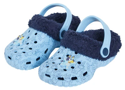 Jungen Mädchen Bluey Clogs mit Borg Fell Fleece gefüttert + Charms Hausschuhe Hausschuhe