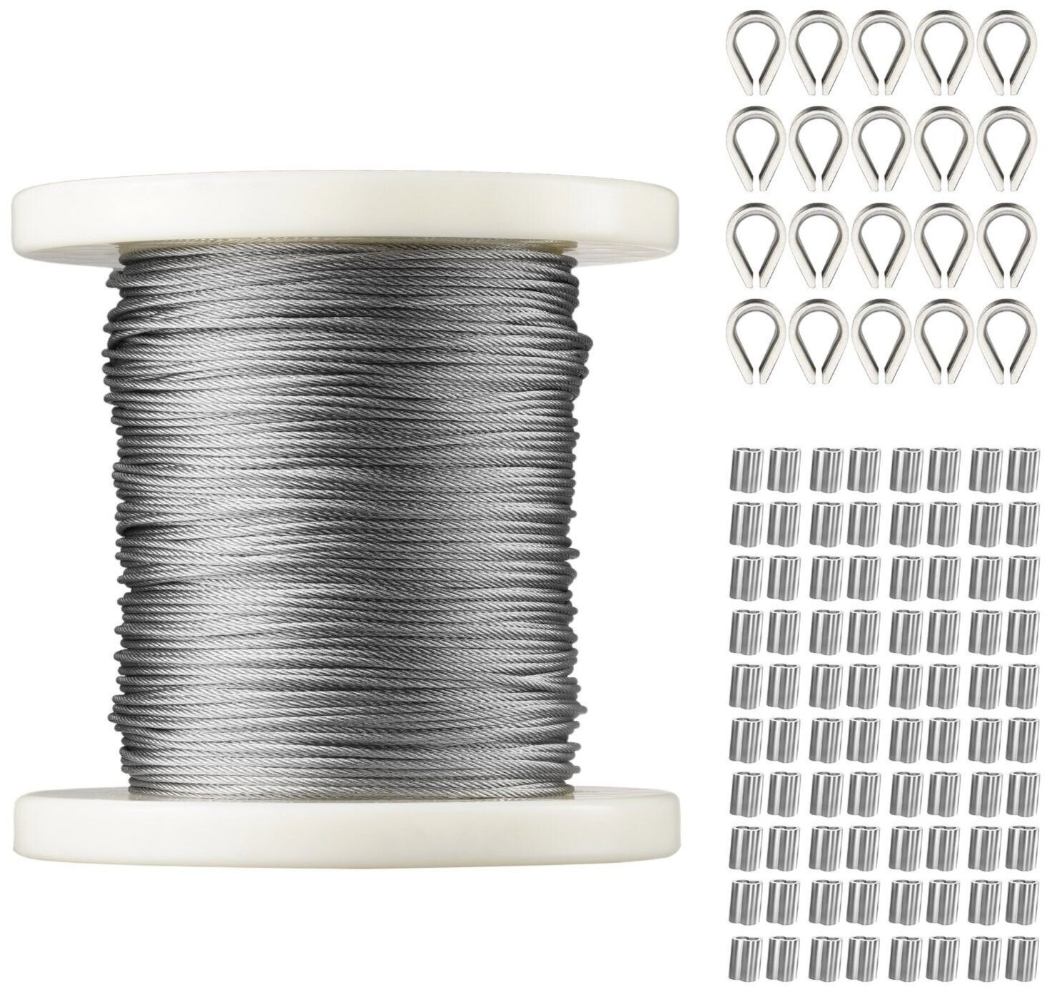 Fishing Pro Heavy Cable Combo Kit 328 ft stainless steel wire 318Lb 7 Strand NEW