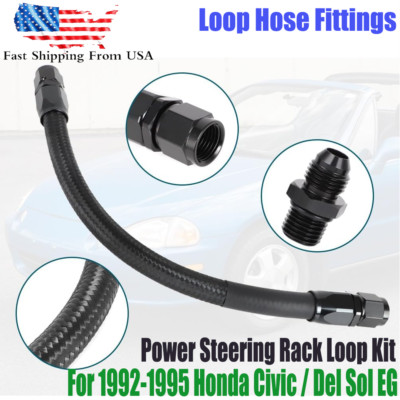 Power Steering Rack Loop Kit 6AN Loop Hose For 1992-1995 Honda Civic Del Sol EG
