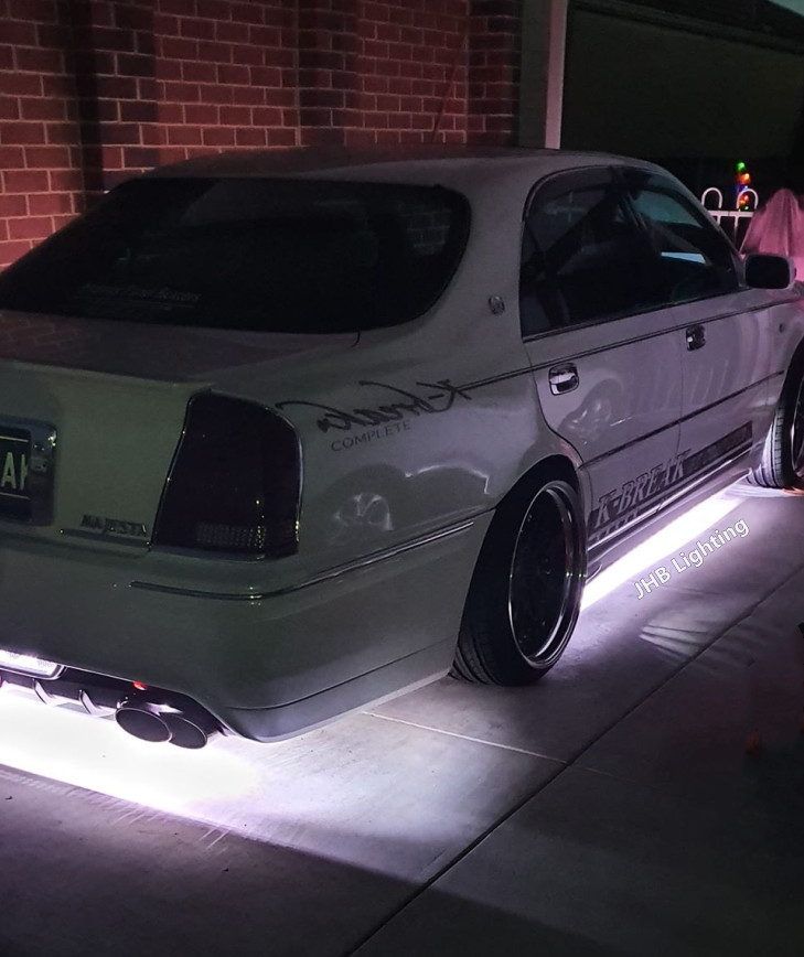 JHB Pure WHITE DOUBLE ROW Remote Switch IP68 LED Underglow Strips Lights KIT