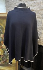 NWT Talbots Navy Blue Pullover Sweater Cape Cotton Blend Size Medium Large Knit