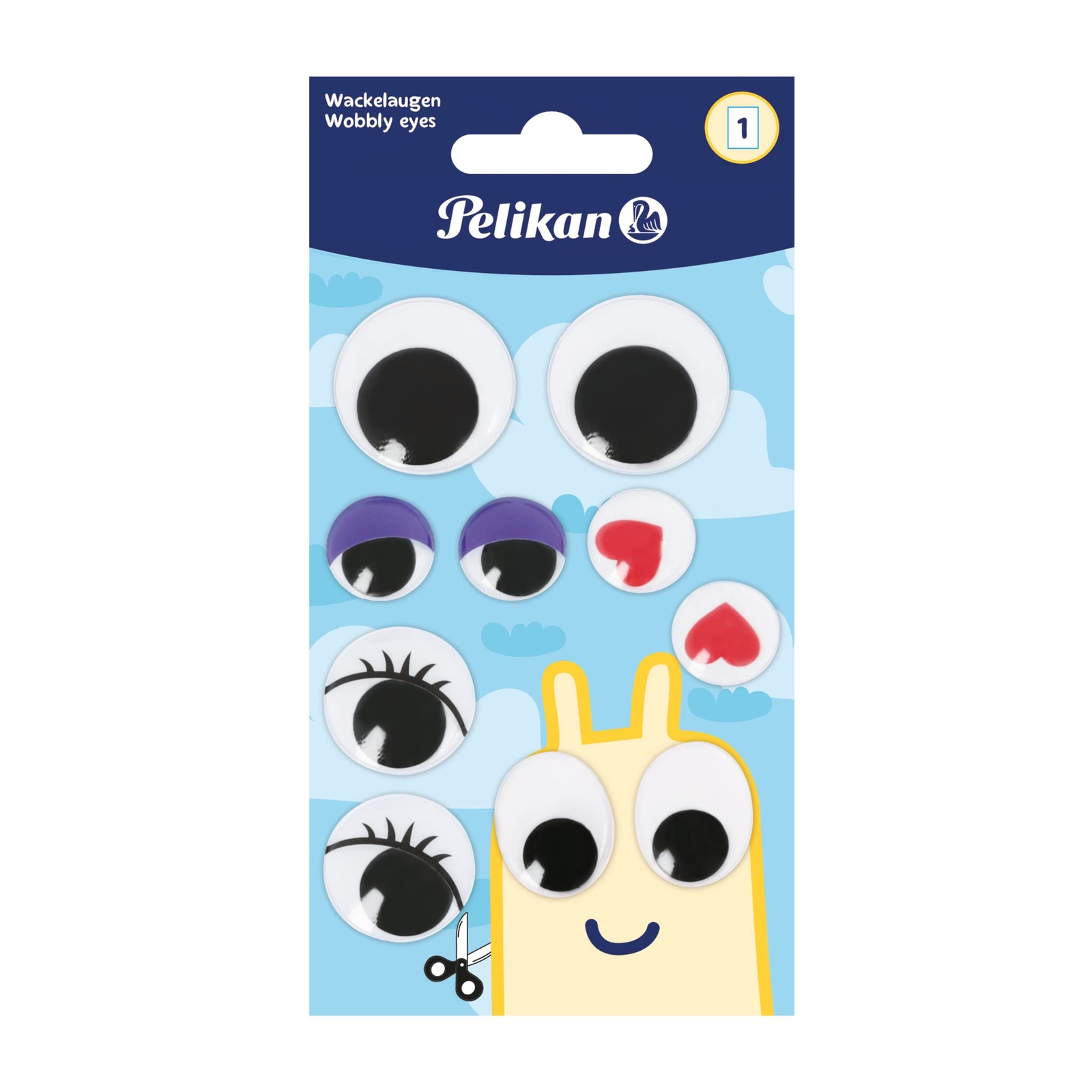 Herlitz Pelikan Sticker Large Wiggly Eyes 1 Sheet of 10 Pieces