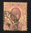 Great Britain 1902 3p dull purple on orange yellow, Scott 132 used, value = $19 — photo 1