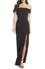 LULUS Off The Shoulder Mermaid Gown In Black WOMENS SIZE L LARGE NEW