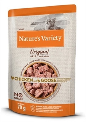 Natures Variety Huhn + Gans  4 x 70 g - Katzen Nassfutter Mineralstoffe Lachsöl