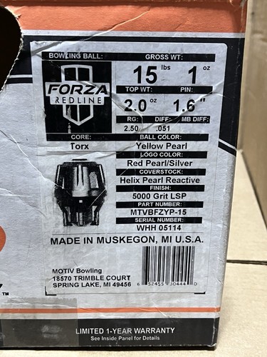 Motiv Forza Redline 15 lb Bowling Ball New in Original Box - Picture 5 of 5