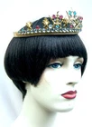 Gilded metal French made crown, tiara or headpiece with glass stones