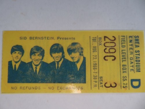 THE BEATLES, SHEA STADIUM, 23.08.1966, FIELD LEVEL BOX, LAMINIERTE REPRODUKTION - Bild 2 von 3