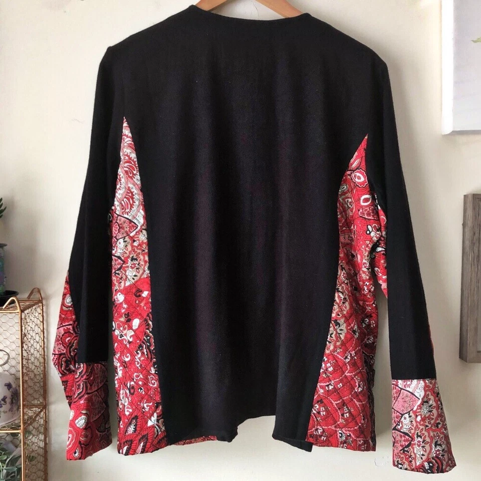 Chaqueta Norm Thompson De Colección Frente Abierto Bordada Bandana Patchwork Talla XL Foto 2 de 4