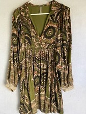 Free People Women’s Dress Sz S Paisley Green Boho Say you love me
