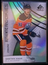 GAETAN HAAS ROOKIE 2019-20 SP GAME USED AUTHENTIC ROOKIES RC /292