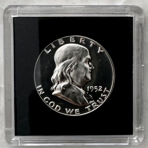 1952 FRANKLIN PROOF HALF CHOICE, ENGRAVED CUT HAIR WHITE NO HAZE/ADVERSE TONING - Picture 2 of 8
