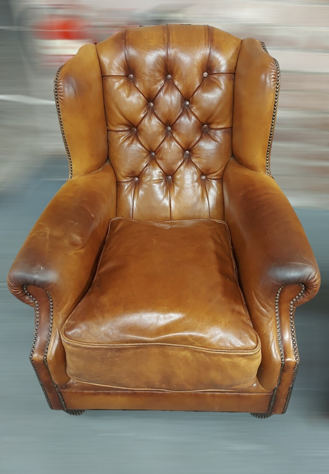 Tetrad Oskar Leather Wingback Arm chair Library Club Tan Delivery 🚚