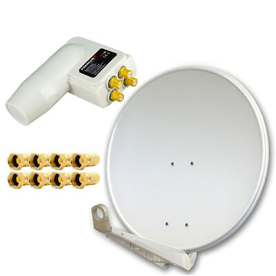 PremiumX DELUXE85 SAT Schüssel 85cm Alu mit QUAD 4 Teilnehmer 4fach LNB 4K UHD