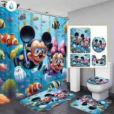 Disney Cartoon Shower Curtain Set, Disney Cartoon Toilet Seat Cover Set