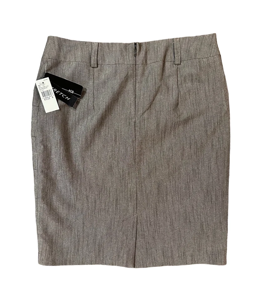 Saia reta lápis tamanho 4 nova com etiquetas AGB forrada marrom comprimento do joelho carreira escritório NOVO - Imagem 2 de 4