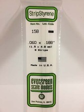 Evergreen Scale Models Styrene Strip .060in Thick 14in Long x .188in pkg 9 158