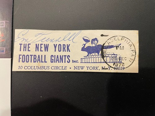 Dirección de devolución firmada por Emlen Tunnell corte automático fútbol americano de la corte Gigantes y Packers JSA - Imagen 2 de 4