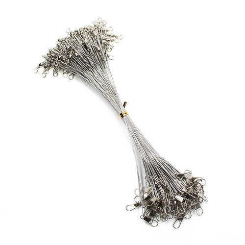 100PCS Anti Bite Steel Fishing Line Steel Wire Leader With Snap Swivel 15CM-30CM - Picture 11 of 12