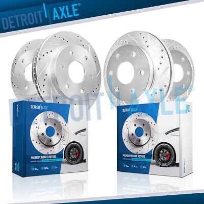 Front Rear DRILLED & SLOTTED Brake Rotors for 2006 2007 2008 - 2012 Kia Sedon
