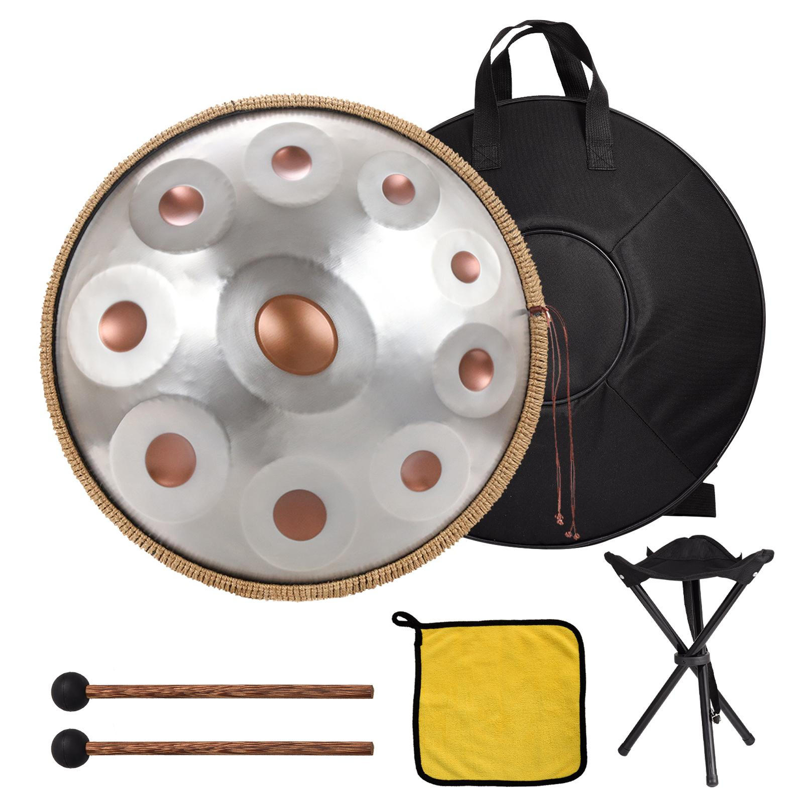 Handpan Drum Instrument 22 Inches D Minor 10Notes Steel Hand Drum For Meditation