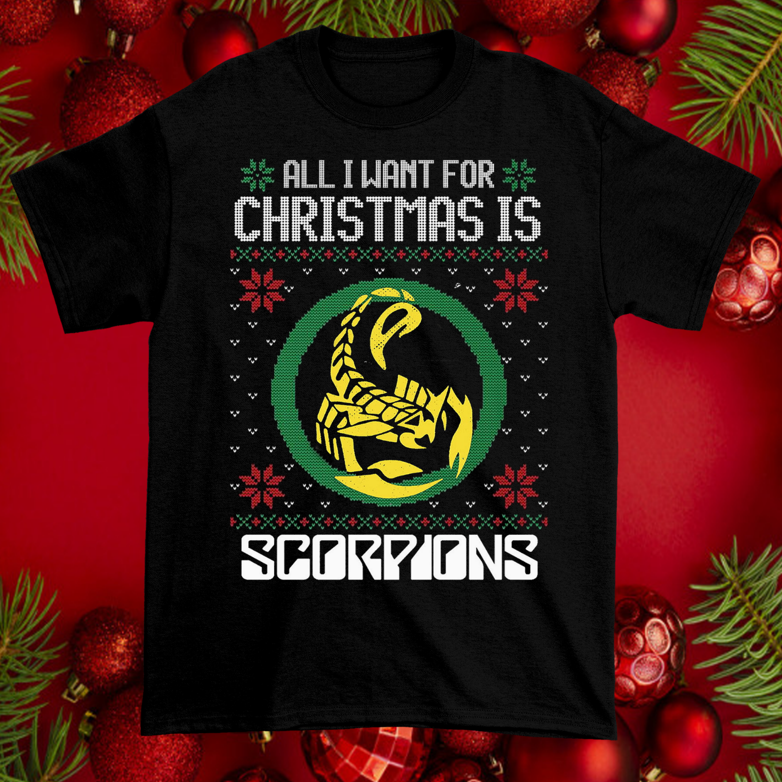NEW Ugly All I Want for Christmas Is Scorpions Band Size S-5XL Shirt  TT1461