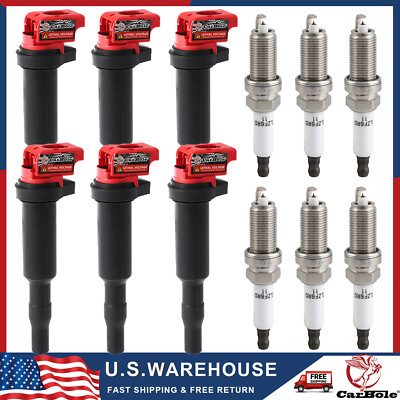 6 Ignition Coil &Spark Plug for BMW M3 M6 X5 330i 550i E46 F12 F13 E70 E60 UF592