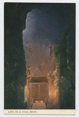 Leben im Kohlebergwerk Vintage Bergbau Postkarte S21c