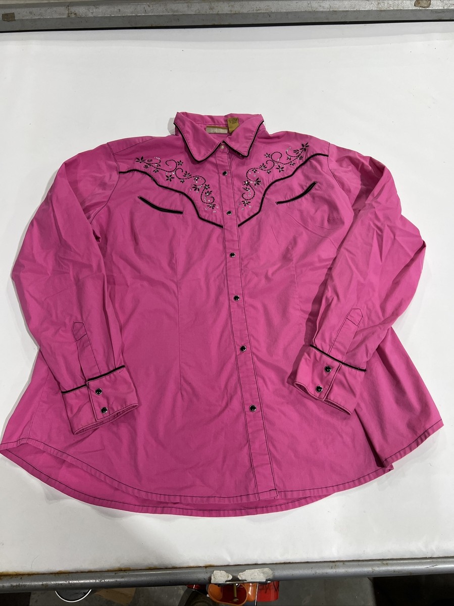 Vtg Women's Wrangler Pearl Snap Pink Rhinestone Sz Xxl 90s | eBay