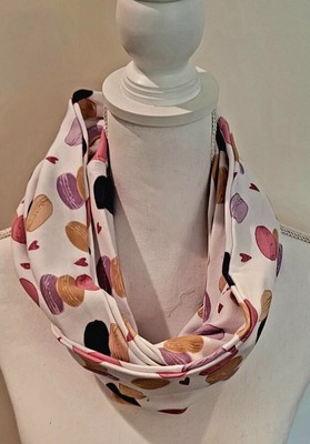 Handmade Macaron Print Knit Infinity Scarf