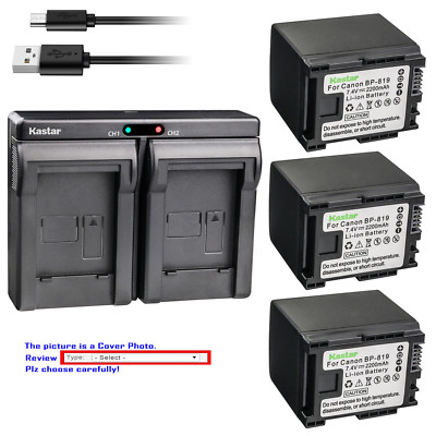 Kastar Battery Dual Charger for Canon BP-819 CG-800 & Canon HF G20 Camcorder