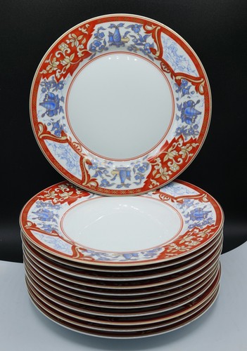 MINT Frech Porcelain Limoges Haviland Imari Rouge Dinner Plates Set of 12
