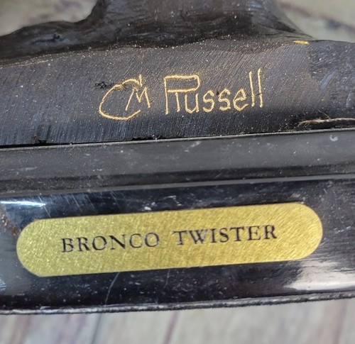Signed Remington Rearing Horse Bronco Cowboy Bronze Sculpture Statue Figurine - 第 10/10 張圖片
