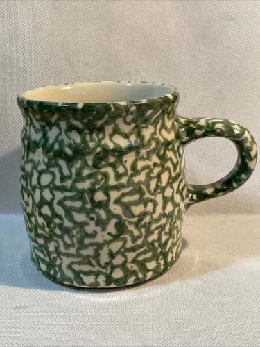 The Workshops of Gerald R Henn Green Spongeware Farmhouse Mug Roseville Ohio