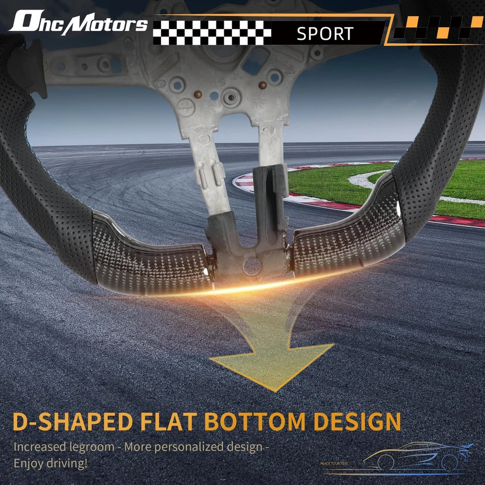 Volante de couro Nappa de fundo plano de fibra de carbono para 2014-2017 BMW M5 M6 M8 - Imagem 4 de 4